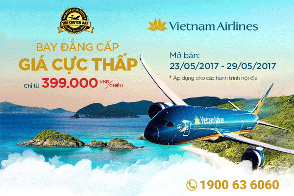 Siêu khuyến mãi vé máy bay Vietnam Airlines 399k