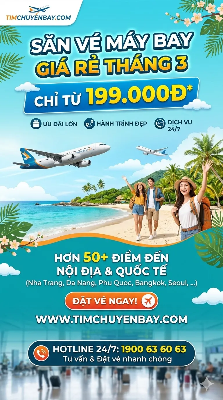 Săn vé máy bay giá rẻ tháng 3