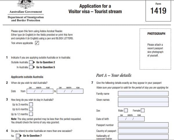 Đơn xin cấp visa đi Australia