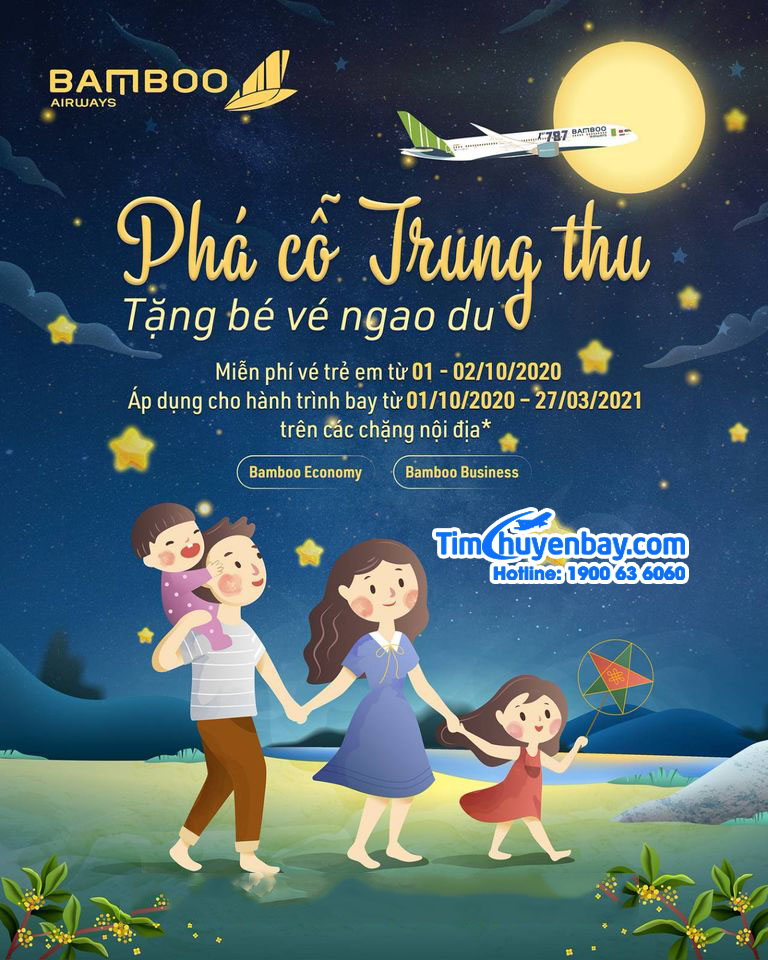 Bamboo Airways tặng vé 0 đồng cho bé dịp Trung thu
