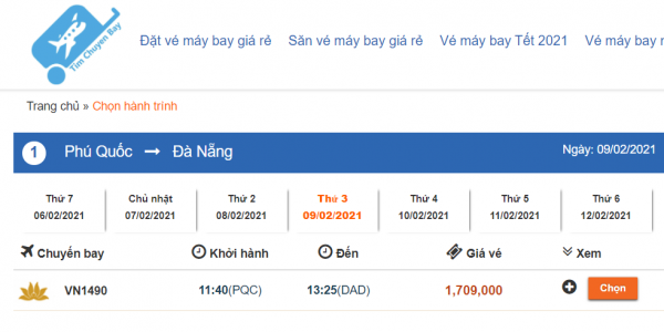 Lịch bay Phú Quốc Đà Nẵng tham khảo