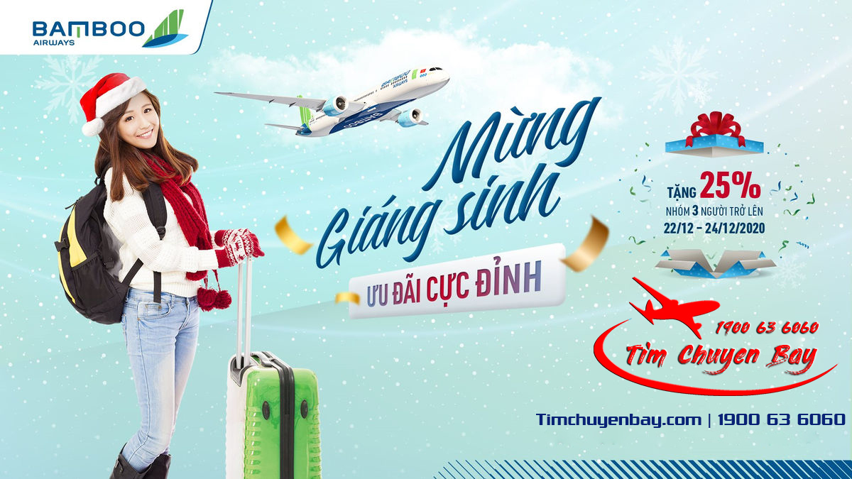 Bamboo Airways khuyến mãi Giáng sinh giảm 25% giá vé