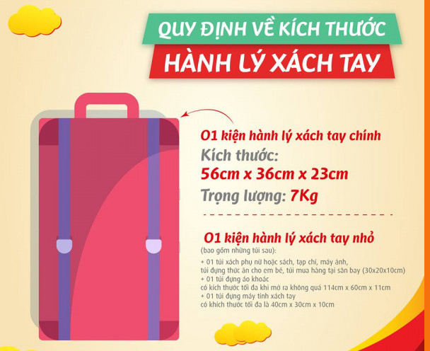 Quy định về kích thước hành lý xách tay của hạng vé Eco Vietjet Air