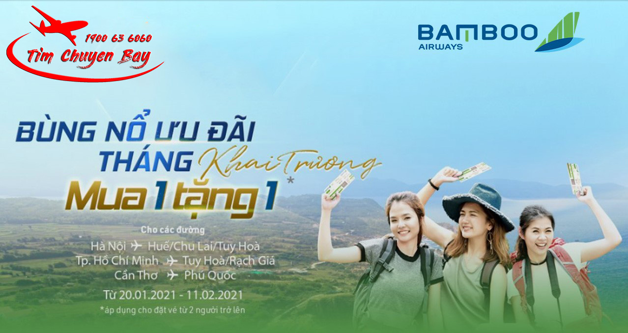 Bamboo Airways khuyến mãi mua 1 tặng 1 mừng đường bay mới