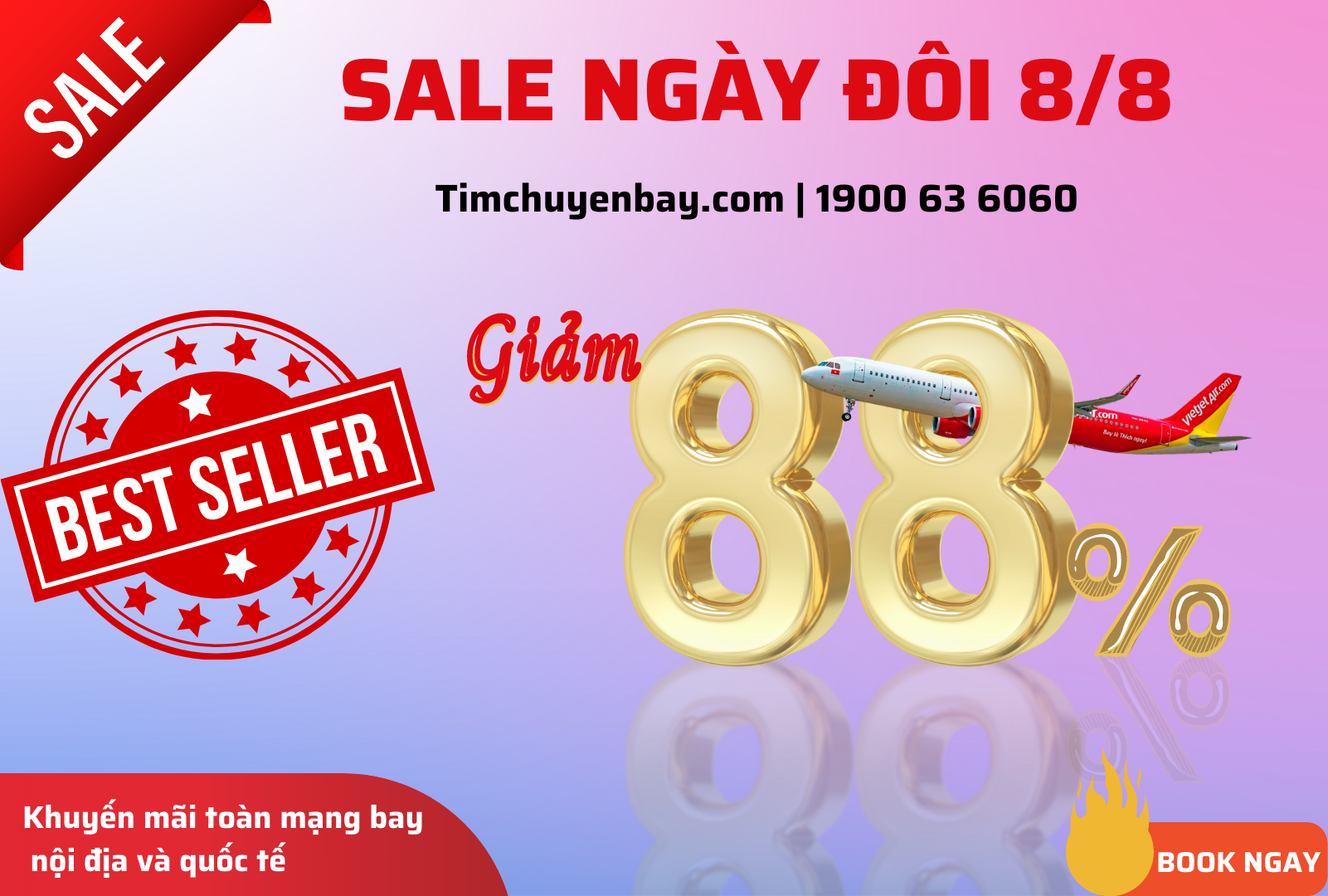 Vietjet khuyến mãi ngày đôi 8/8 với ưu đãi giảm 88%