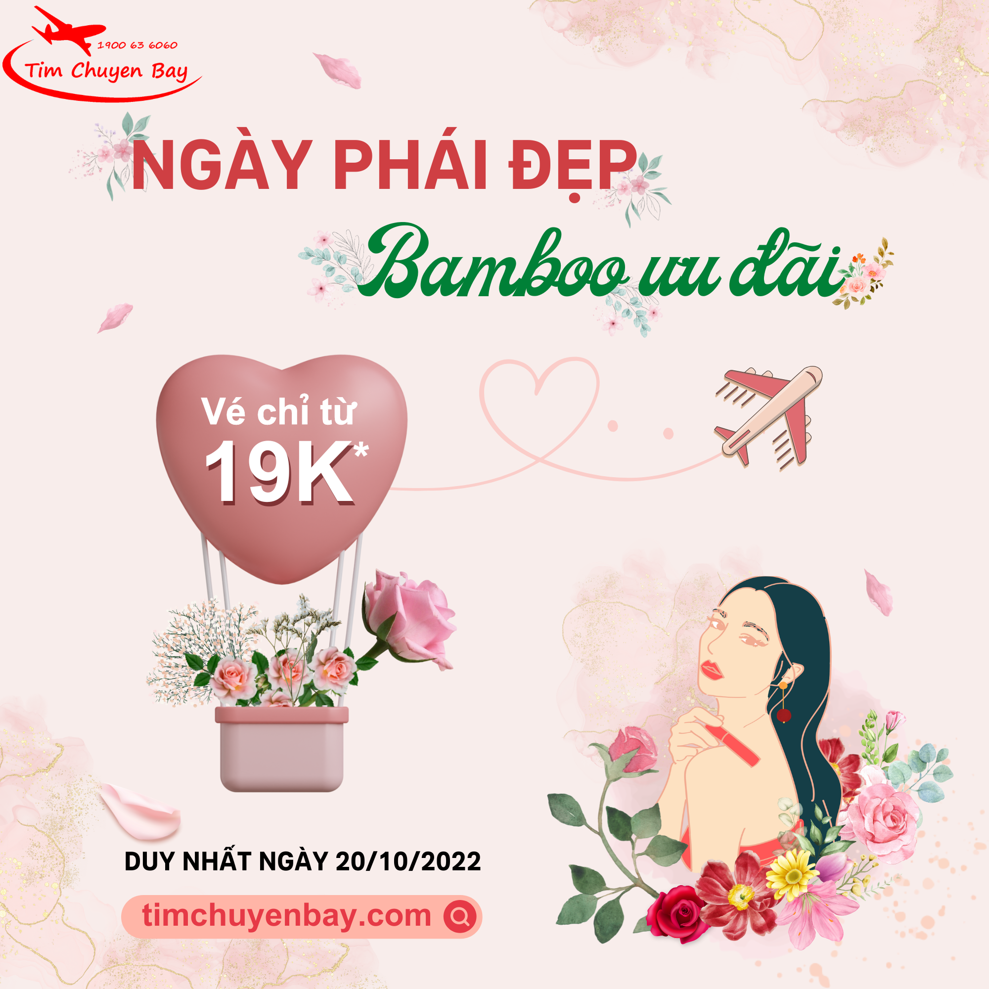 Ưu đãi ngày phái đẹp 20/10 của Bamboo Airways chỉ từ 19K