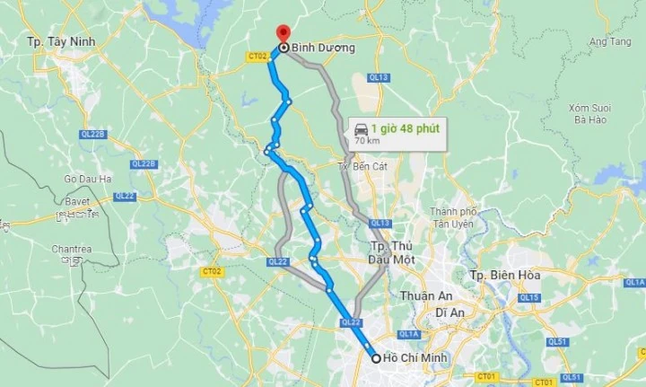 từ Sài Gòn đến Bình Dương bao nhiêu km
