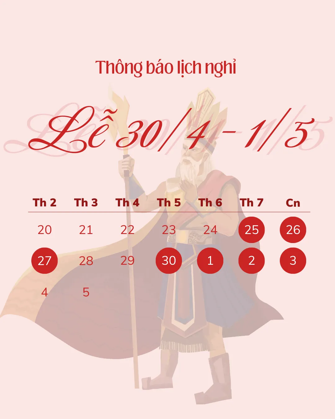 Lịch nghỉ lễ 30/4 – 1/5 cập nhật mới nhất 2026